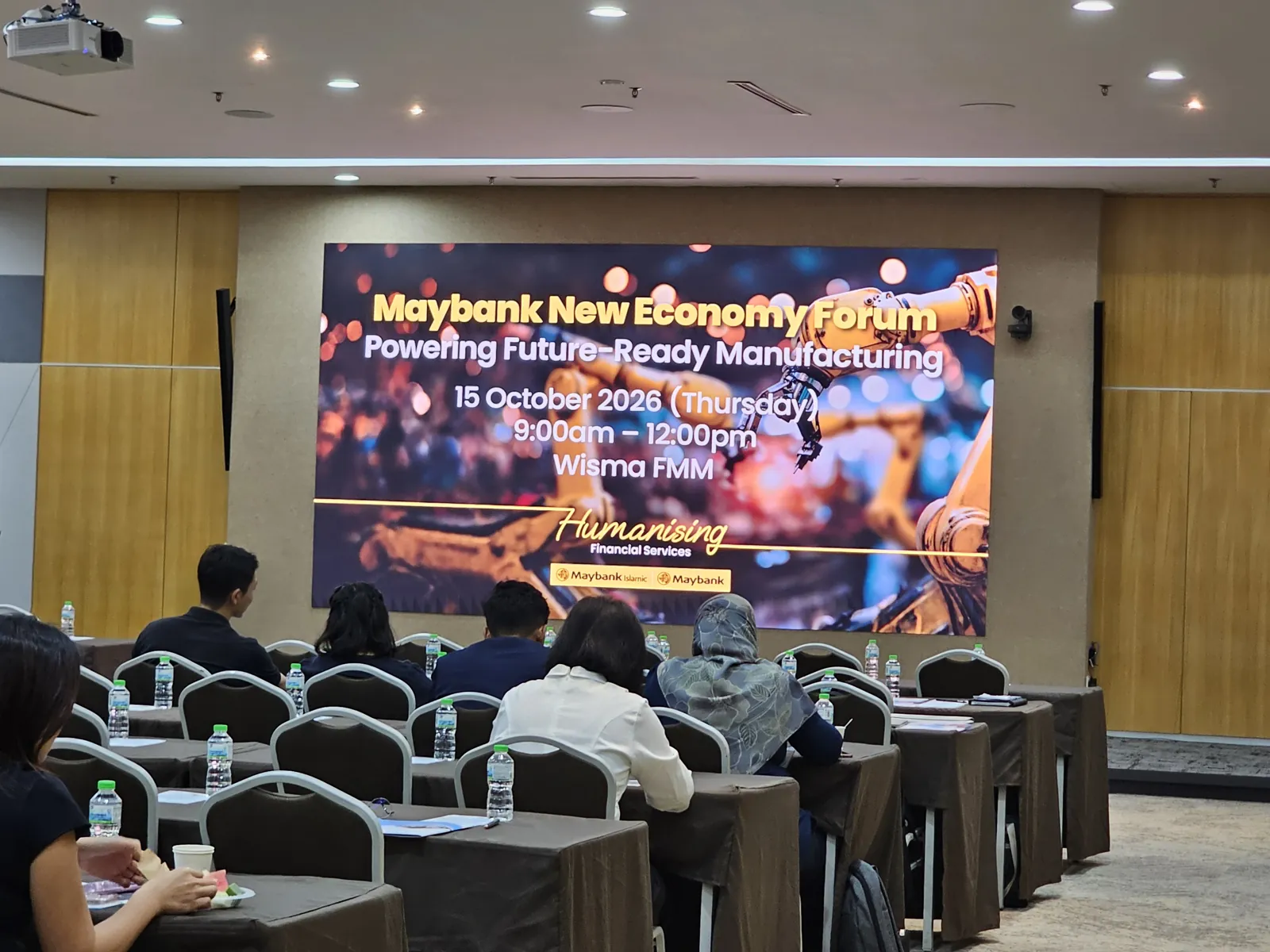 Maybank New Economy Forum, Powering Future-Ready Manufacturing, on screen at Wisma FMM on 15 October 2026